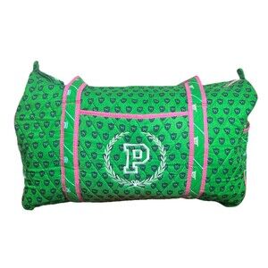 Victoria's Secret Pink Vtg Y2K Monogram Dog Quilted Duffle Bag Large RARE Green